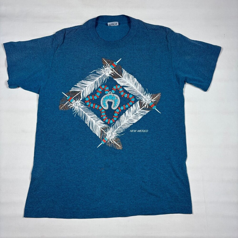 VTG TeeJays Hef-T Single Stitch New Mexico Southwestern Graphic T-Shirt Large